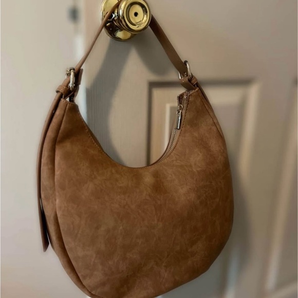 Handbags - 4th & Reckless UNA Faux Suede Crescent Shoulder Bag
